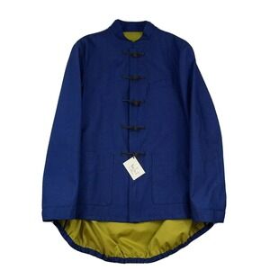 Caruso Blue Woven Linen Wool Silk Toggle Coat Mens 40R NWT Made in Italy